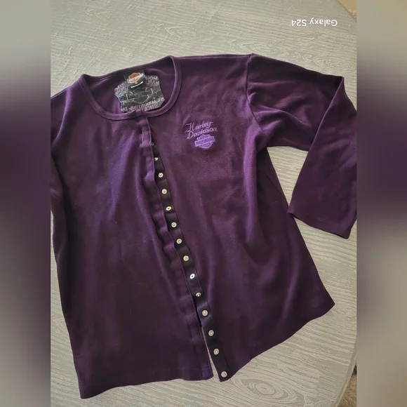 Harley-Davidson Womens XL St Augustine FL. dark purple Snap Front Top - Picture 1 of 4